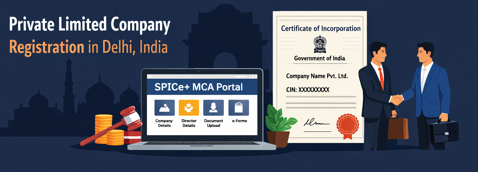 Private Limited Company Registration in Delhi NCR — SPICe+ process, fees, documents and ROC Delhi complete guide 2026