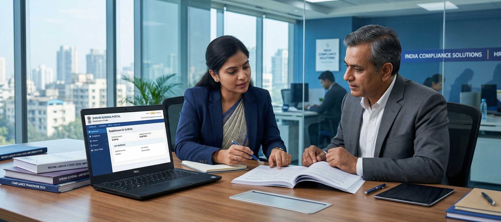 Employer reviewing Labour Codes 2026 and Shram Suvidha 2.0 registration requirements