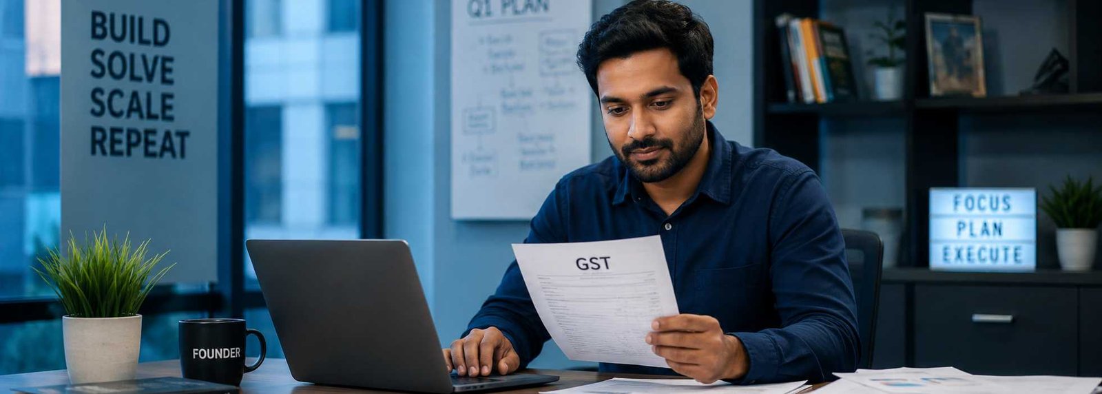 Startup founder reviewing voluntary GST registration benefits