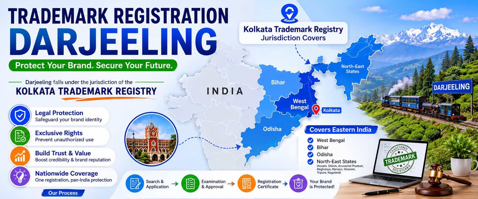 Kolkata Trademark Registry jurisdiction map covering Darjeeling and West Bengal